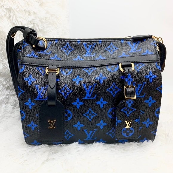 Louis Vuitton Luggage Tag black/blue Monogram Small GHW LV - Picture 2 of 8